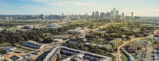 istock Panoramic top view Dallas Downtown from Trinity Groves with cloud blue sky 1085358068
