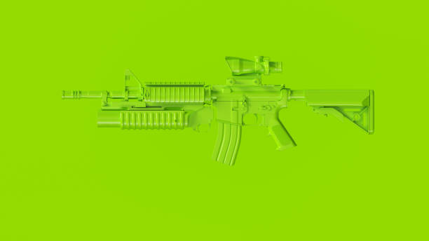 istock Lime Green Modern Rifle with a Scope and Grenade Launcher 1085368786
