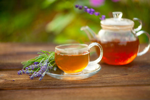 istock delicious green tea in beautiful glass bowl on table 1085382488