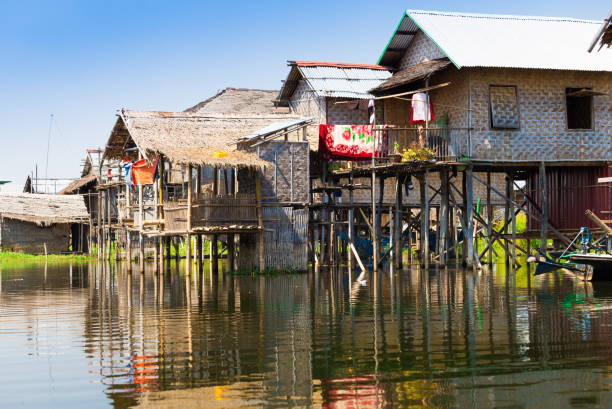 istock Myanmar.  Landscape. Inle. Village, architecture poor 1085390656