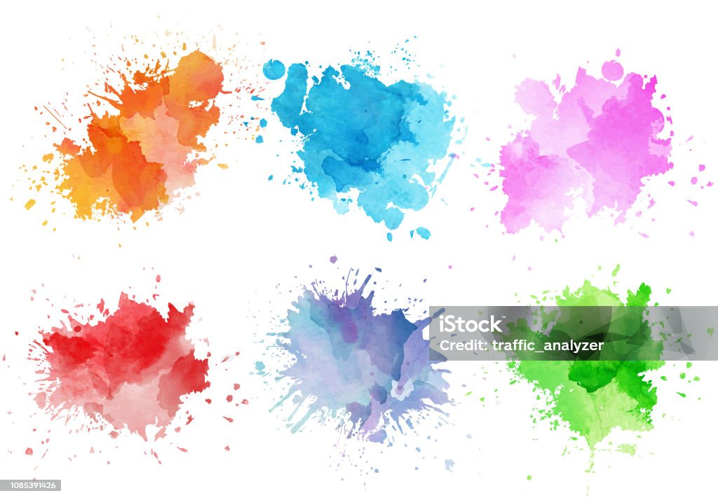 Colorful watercolor splashes - Royalty-free Tinta - Equipamento de Arte e Artesanato arte vetorial