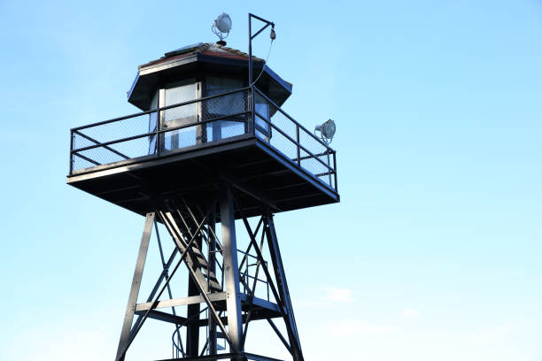 Watchtower in Alcetraz island stock photo