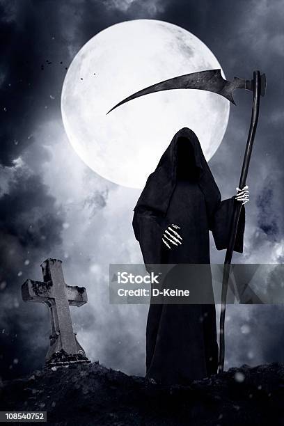 Grim Reaper Stock Photo - Download Image Now - Grim Reaper, Moon, Scythe