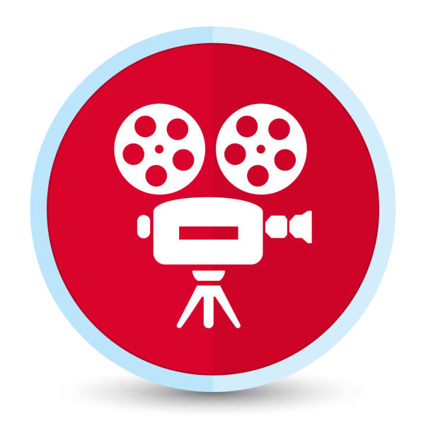 攝像機圖示平面原生紅色圓形按鈕 - prime video 幅插畫檔、美工圖案、卡通及圖標