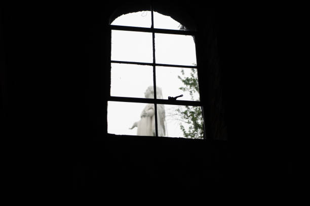 Young woman praying in church