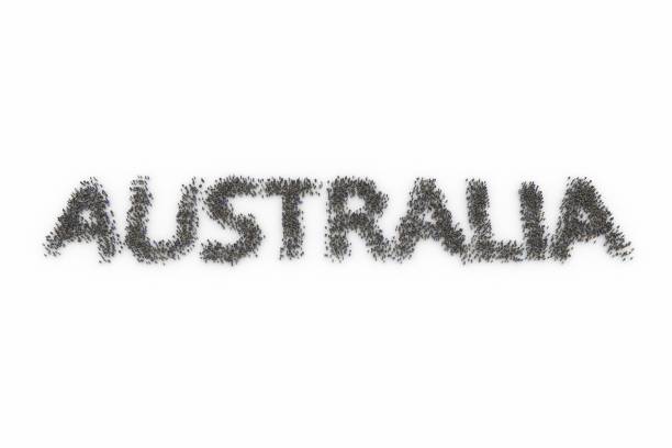 istock Large group of people standing together forming AUSTRALIA 1085431998