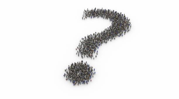 istock Large group of people standing together forming  QUESTION MARK SIGN 1085432082