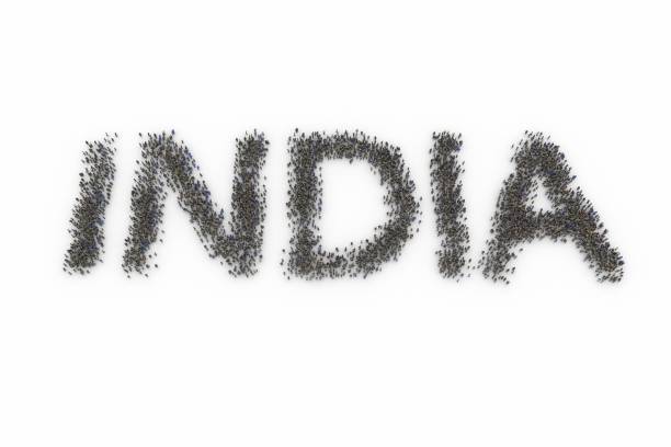 istock Large group of people standing together forming INDIA 1085432102