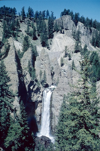 Wyoming, USA, 1959. The Tower Fall in Yellowstone National Park.