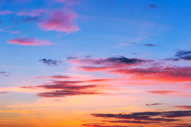 istock lilac blue sky at sunset, pink and blue sky at dawn 1085443686
