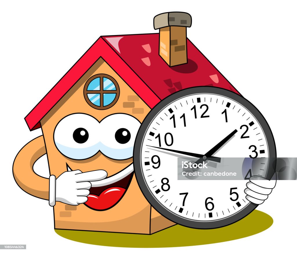 Ilustración de Casa Feliz De Dibujos Animados Graciosos Personajes Explotación Reloj Analógico Aislado y más Vectores Libres de Derechos de Arquitectura - iStock Ilustración de Casa Feliz De Dibujos Animados Graciosos Personajes Explotación Reloj Analógico Aislado y más Vectores Libres de Derechos de Arquitectura - iStock