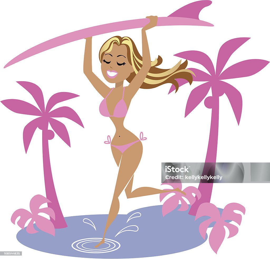 Surf's Up, ragazza! - arte vettoriale royalty-free di Bikini