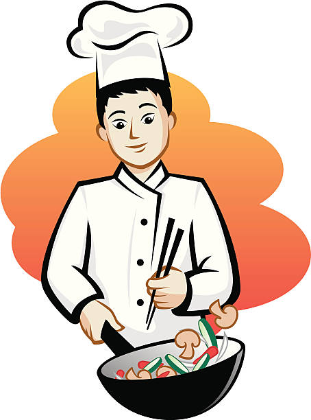Asian Chef vector art illustration