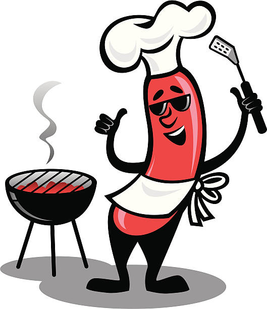 BBQ Hot Dog vector art illustration