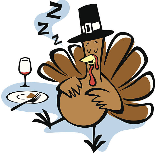 Stuffed Turkey Vector Illustration of a turkey stuffed on Thanksgiving. funny thanksgiving stock illustrations