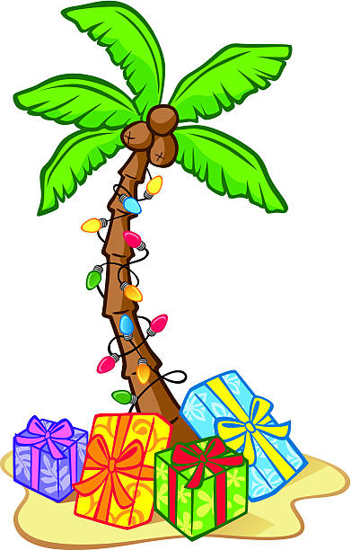 Hawaiian Christmas Tree vector art illustration