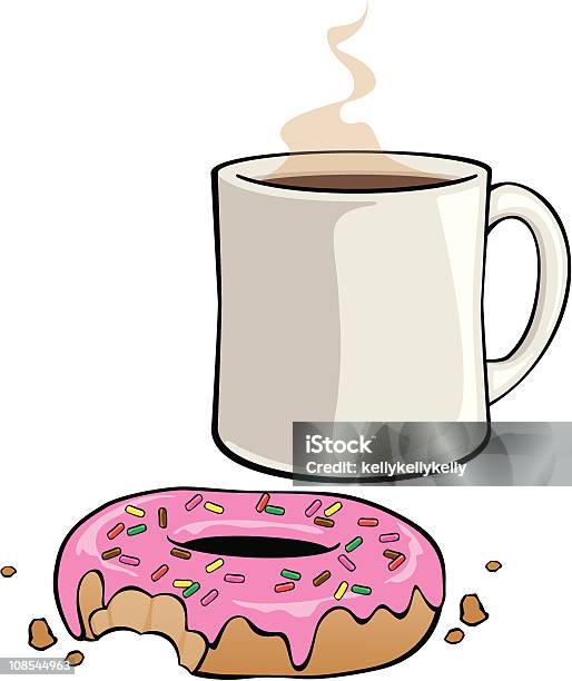Iced Donut With Sprinkles Stock Illustration - Download Image Now - Breakfast, Coffee - Drink, Coffee Cup