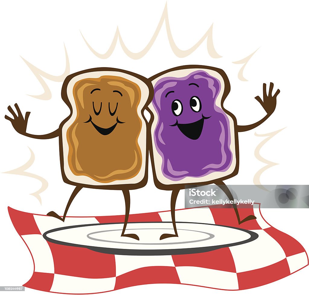 Sándwich de mantequilla y mermelada - arte vectorial de Bocadillo con mantequilla de cacahuete y mermelada libre de derechos