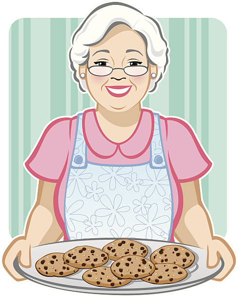 illustrazioni stock, clip art, cartoni animati e icone di tendenza di biscotti della nonna - grandmother