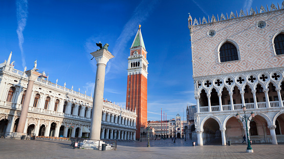 Saint Mark square with San Giorgio di Maggiore church in the background - Venice, Venezia, Italy, Europe