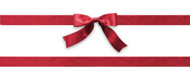 Burgundy bow ribbon band satin red stripe fabric (isolated on white background with clipping path) for Christmas holiday gift box, greeting card banner, present wrap design decoration ornament Burgundy bow ribbon band satin red stripe fabric (isolated on white background with clipping path) for Christmas holiday gift box, greeting card banner, present wrap design decoration ornament lace fastener photos stock pictures, royalty-free photos & images
