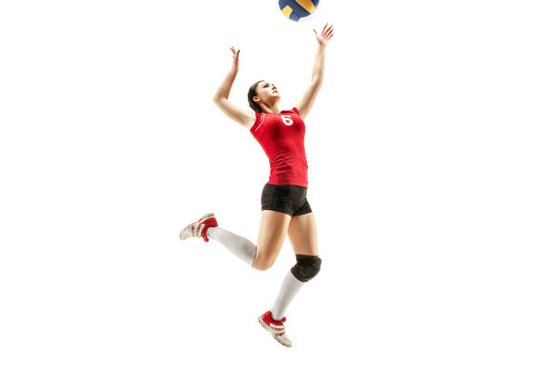 istock Female professional volleyball player isolated on white 1085474718