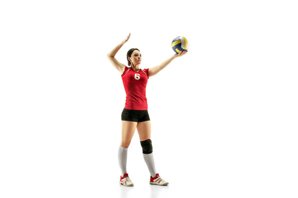istock Female professional volleyball player isolated on white 1085474728