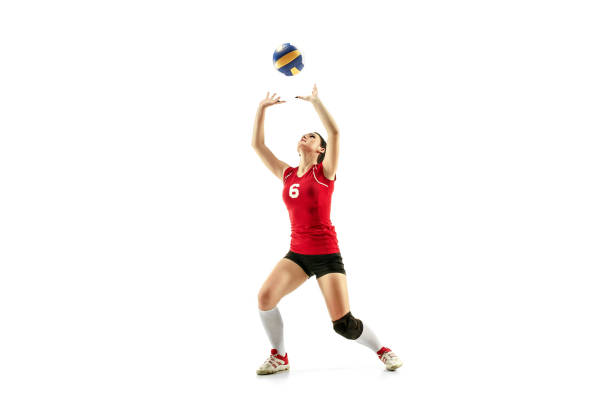 istock Female professional volleyball player isolated on white 1085474736
