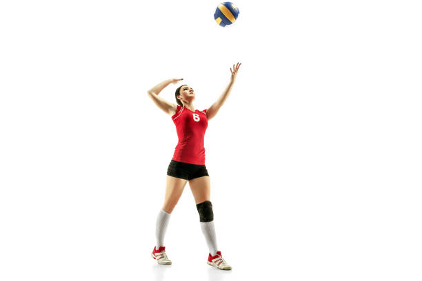 istock Female professional volleyball player isolated on white 1085474740