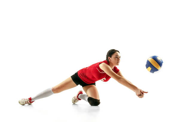 istock Female professional volleyball player isolated on white 1085474750