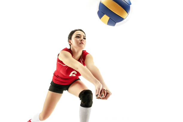 istock Female professional volleyball player isolated on white 1085474760