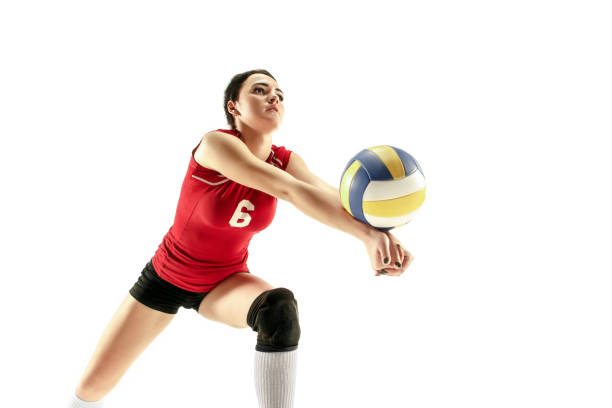 istock Female professional volleyball player isolated on white 1085474776