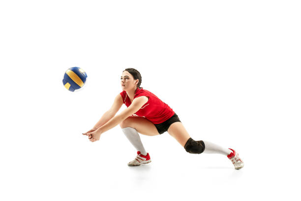 istock Female professional volleyball player isolated on white 1085474802