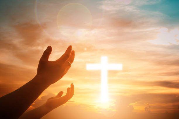 istock Human hands open palm up worship. Eucharist Therapy Bless God Helping Repent Catholic Easter Lent Mind Pray. Christian Religion concept background. fighting and victory for god 1085476768
