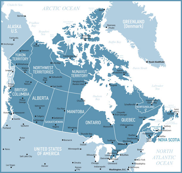 illustrations, cliparts, dessins animés et icônes de carte du canada. illustration vectorielle - alberta map cartography canada