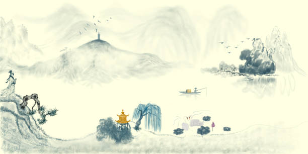 istock Chinese  Ink landscape painting like a fairyland 1085492608