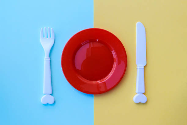 Set of kids dishes stock photo