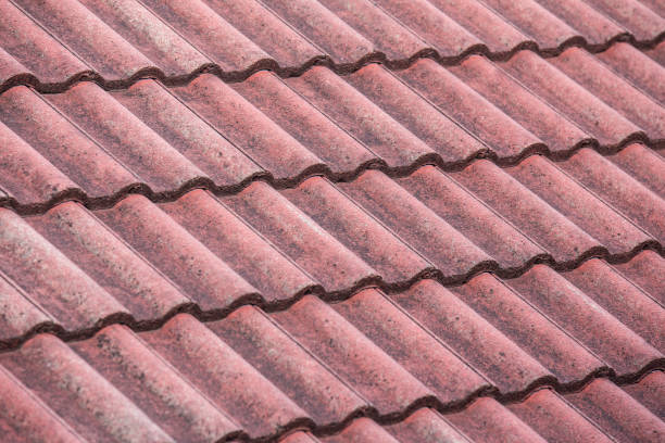 istock Old red roof tiles texture background 1085494644
