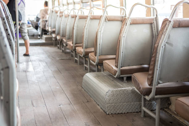 istock Passengers and Empty seats on the bus with sunlight from the window 1085496288