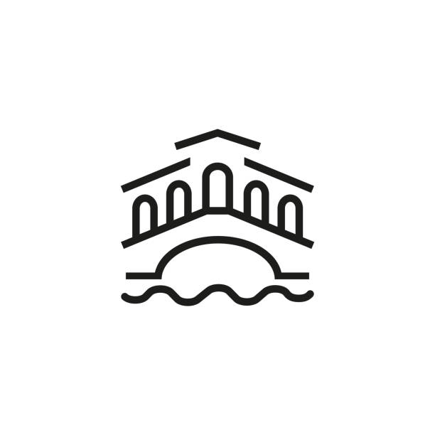 ilustrações de stock, clip art, desenhos animados e ícones de venice line icon - venice italy rialto bridge italy gondola