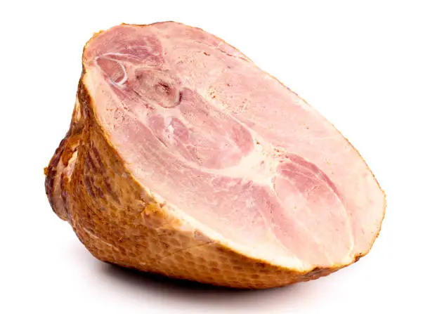 Photo of A Large Holiday Ham on a White Background