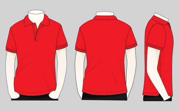 красная рубашка поло для шаблона - shirt polo shirt red collar stock illustrations