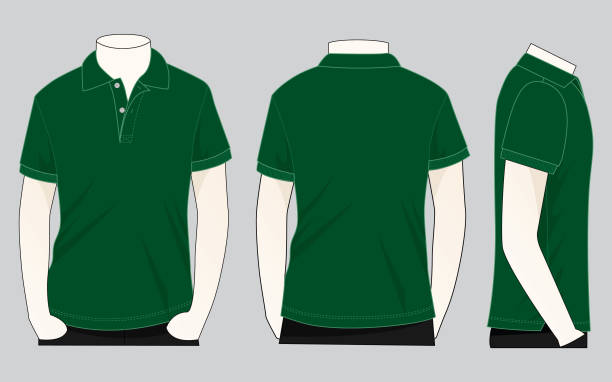 illustrations, cliparts, dessins animés et icônes de chemise de polo vert foncé pour modèle - polo