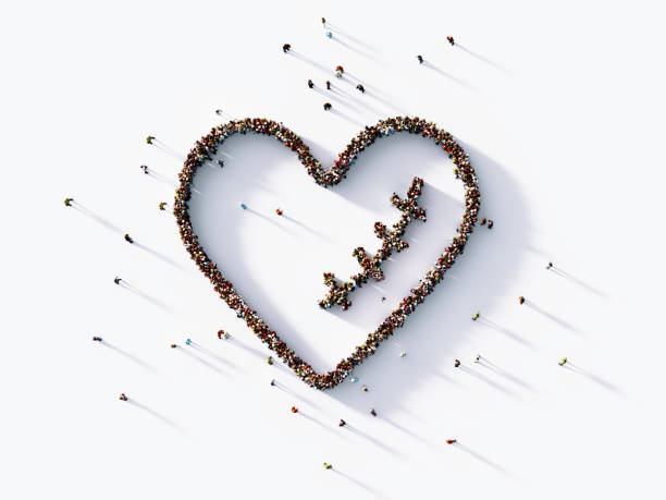 istock Human Crowd Forming A Big Heart Symbol With Stiches : Single's Day Concept 1085509490