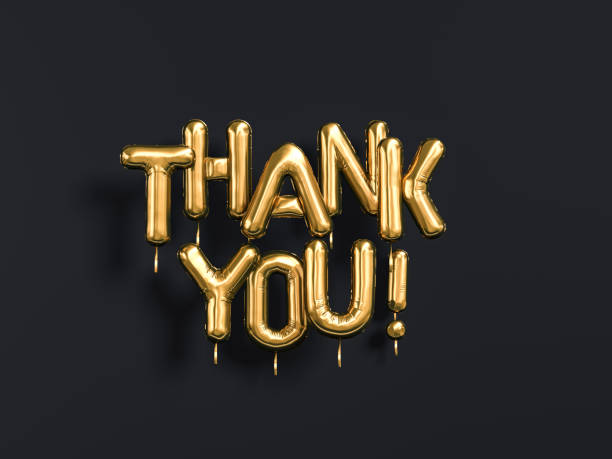 Thank You text gold foil balloons on black