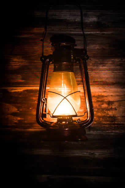 Lantern lamp at night stock photo