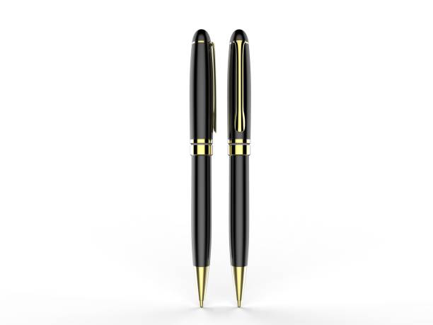 istock Blank metal pen isolated on white background for branding. 3d render illustration. 1085524722
