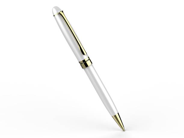 istock Blank metal pen isolated on white background for branding. 3d render illustration. 1085524730