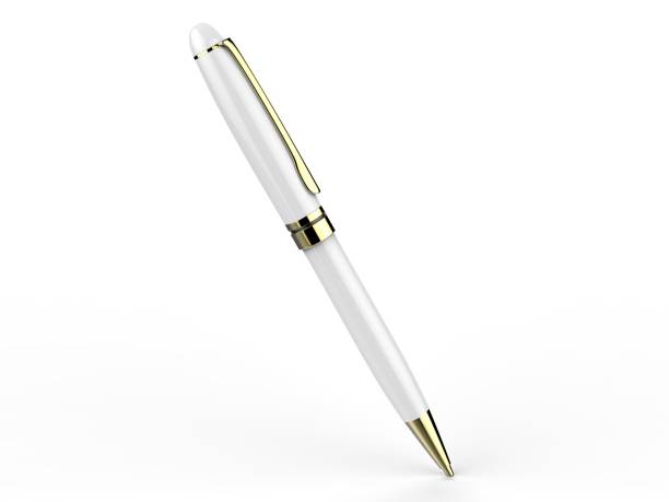 istock Blank metal pen isolated on white background for branding. 3d render illustration. 1085524744