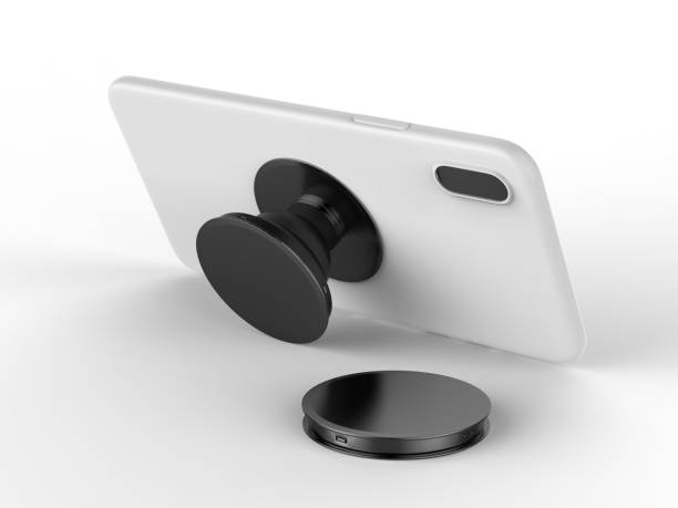 istock Blank smart phone pop socket stand and holder for branding. 3d rendering illustration. 1085527546